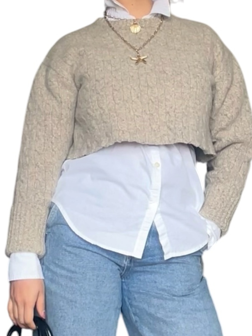Giordano - Cropped Lambswool Sweater Grey Beige - XL - Picture 7 of 7